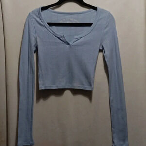 Womens S Aero Pre-shrunk OG Tee Collection Babydoll Baby Blue V Neck Twilight